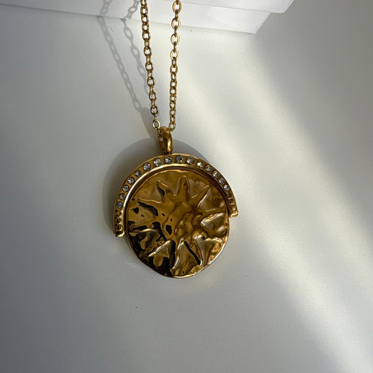 Collar Sol y Luna (dije giratorio) bañado en oro 18k