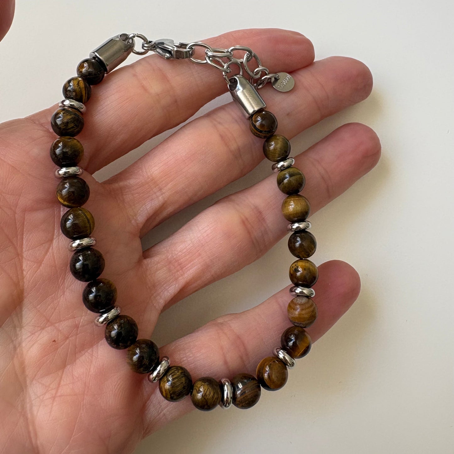 Pulsera ojo de tigre y acero inoxidable