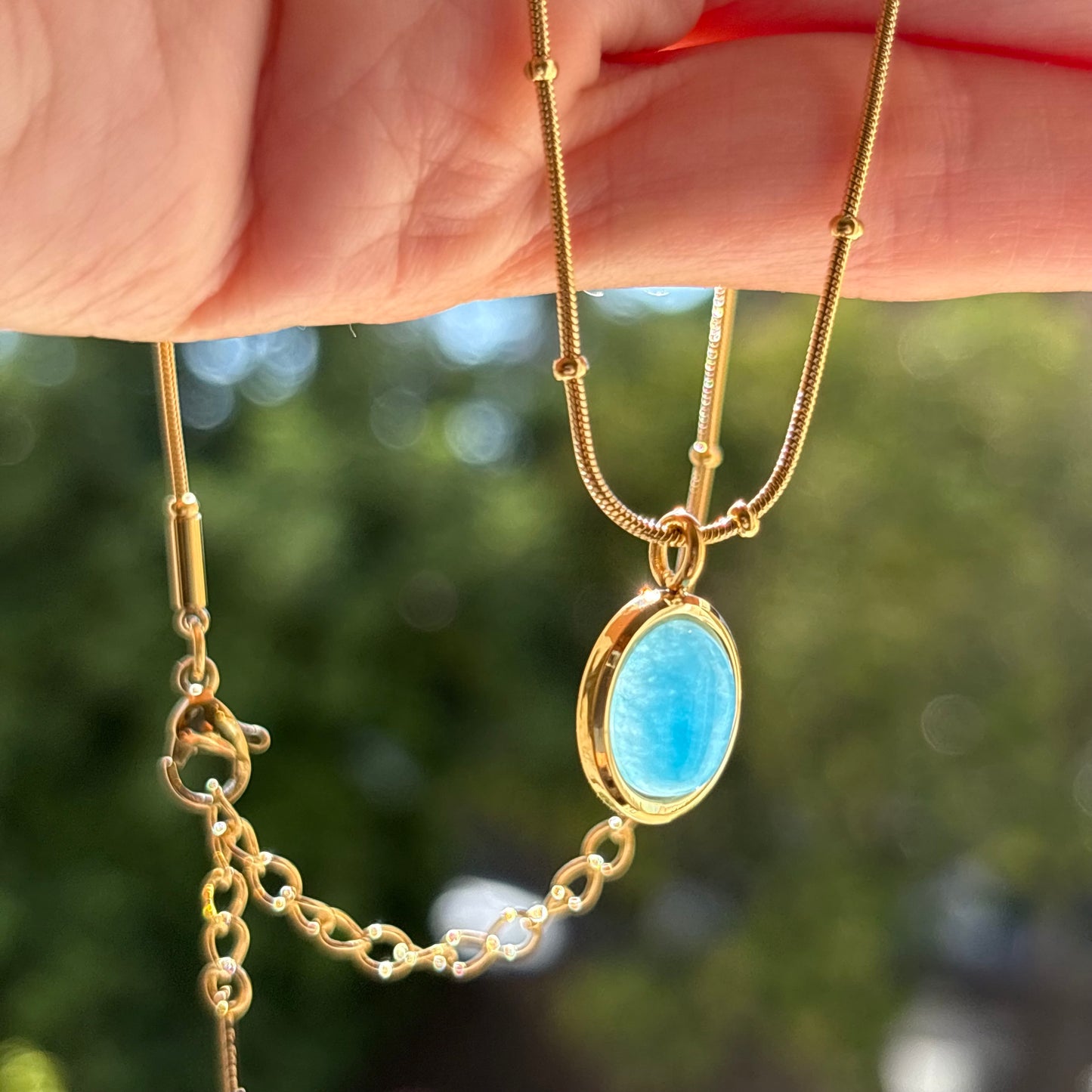 Collar de aaguamarina bañado en oro 18k