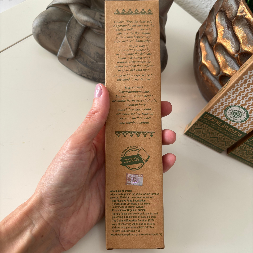 Pack de inciensos orgánicos Goloka Ayurveda Nagarmotha (3 cajas)