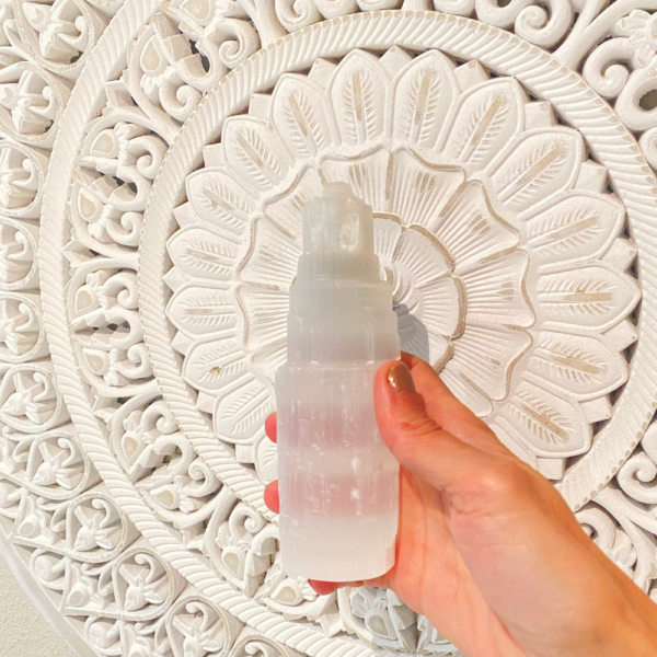 Large natural selenite tower