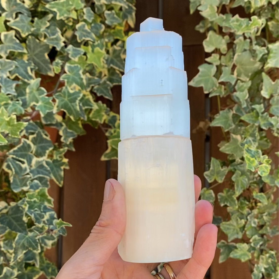 Large natural selenite tower
