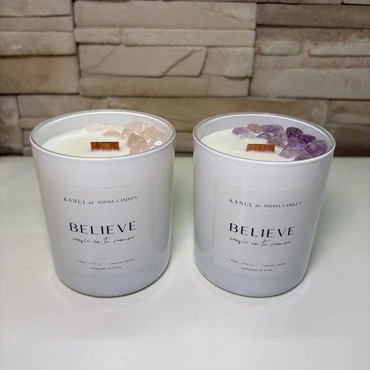 Vela Believe con cristales
