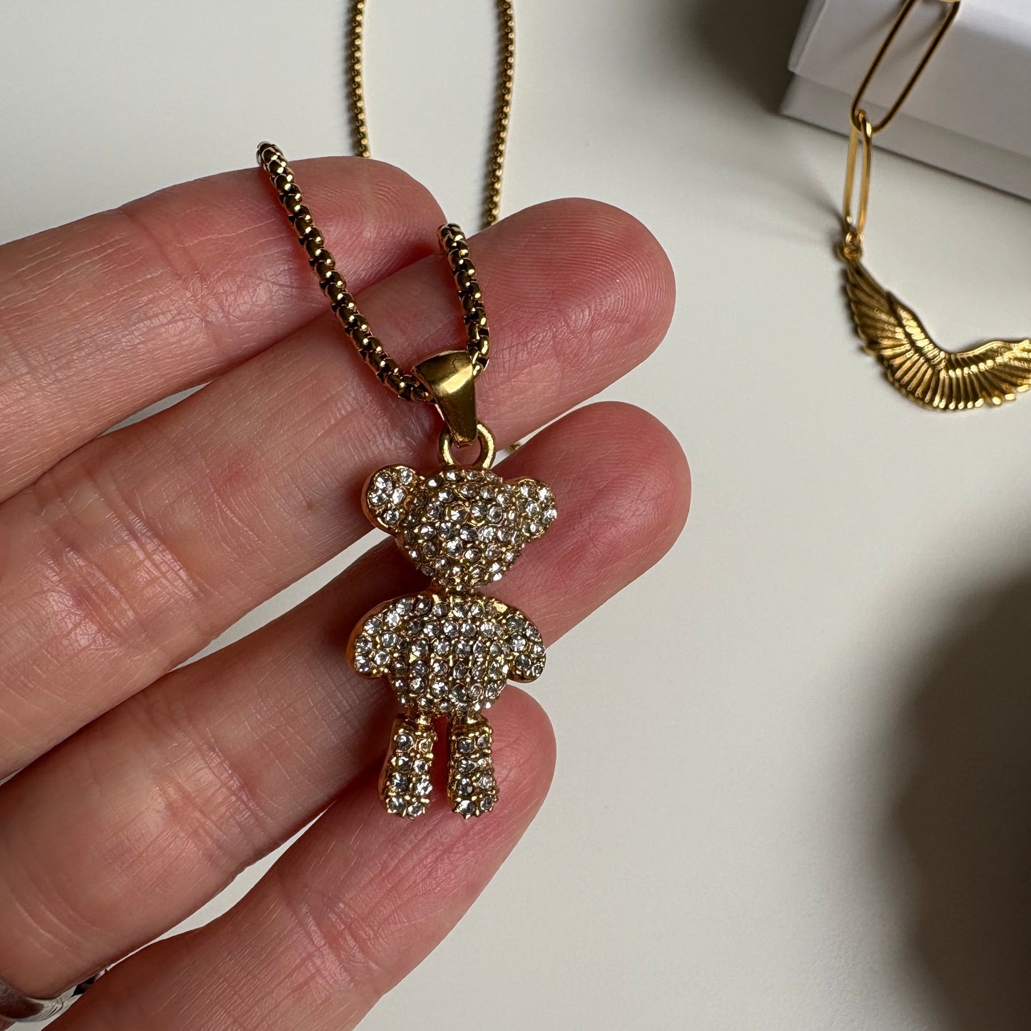 Collar oso bañado en oro