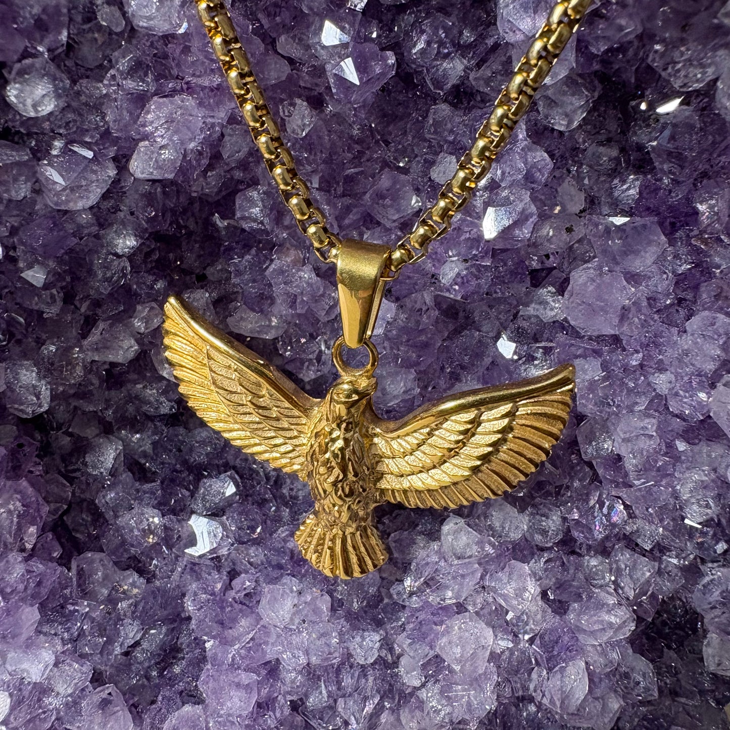 Collar ave fenix bañado en oro 18k