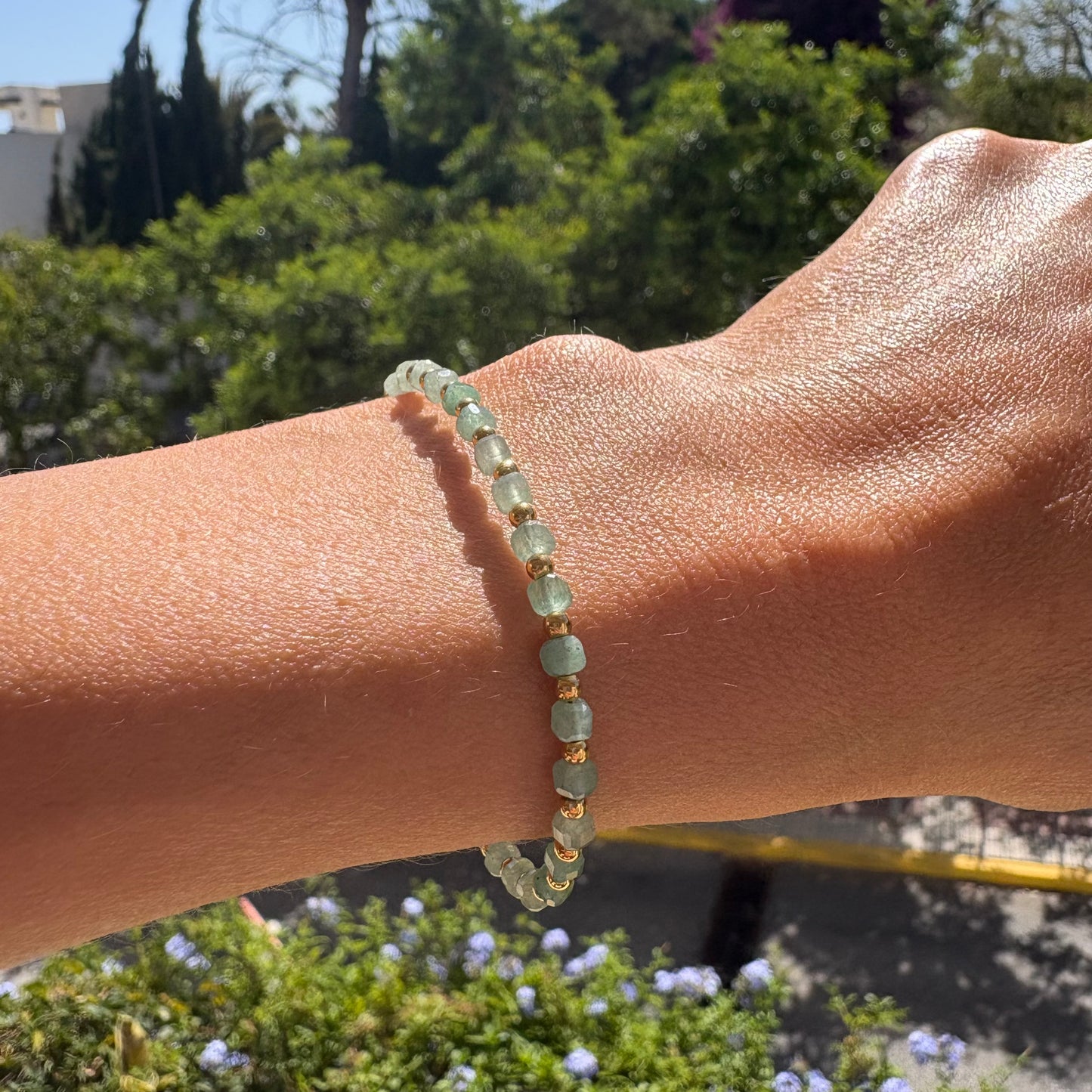 Pulsera de la buena suerte de aventurina verde