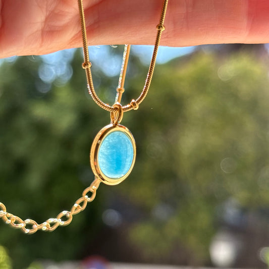 Collar de aaguamarina bañado en oro 18k