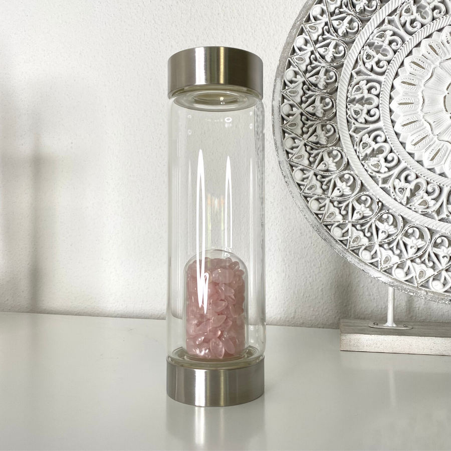 Rose Quartz Crystal Water Bottle