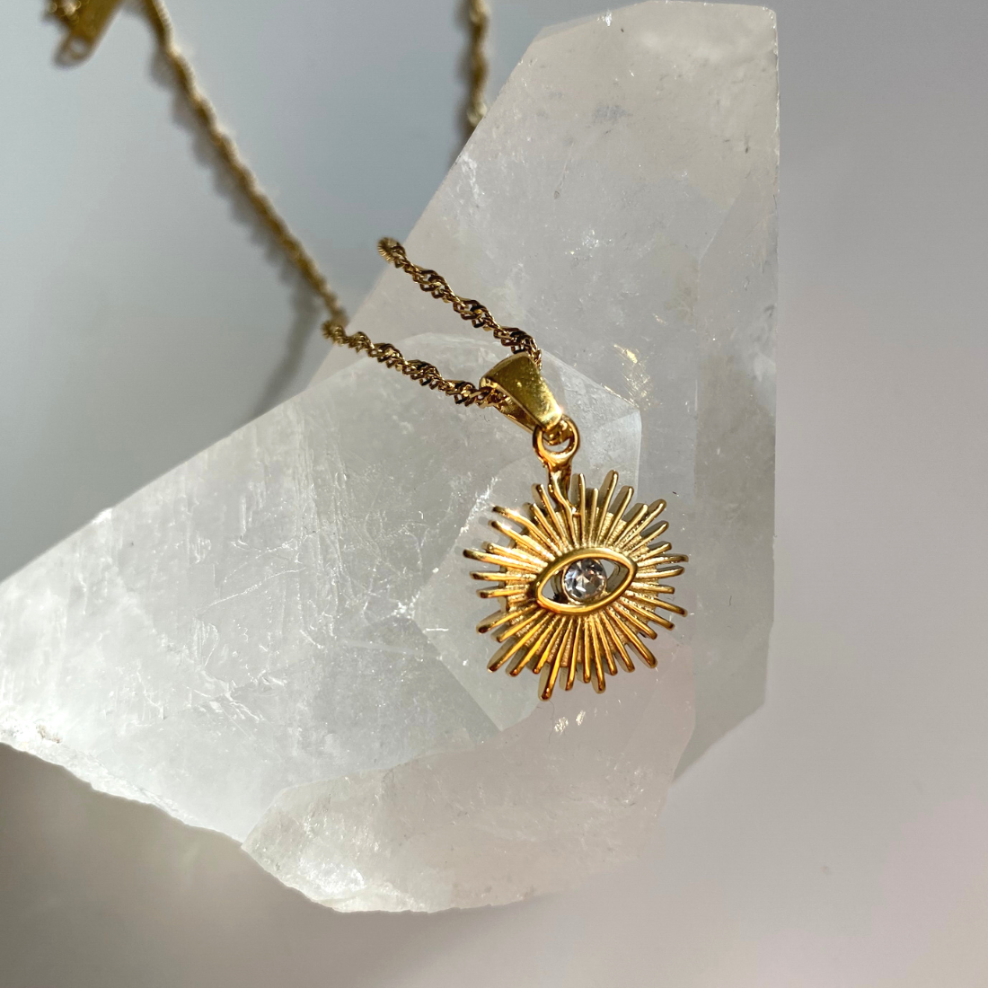 18k gold plated eye of intuition necklace