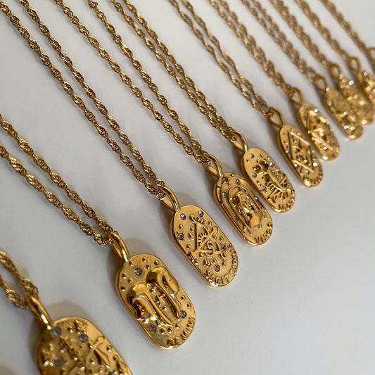 18k gold plated zodiac necklace