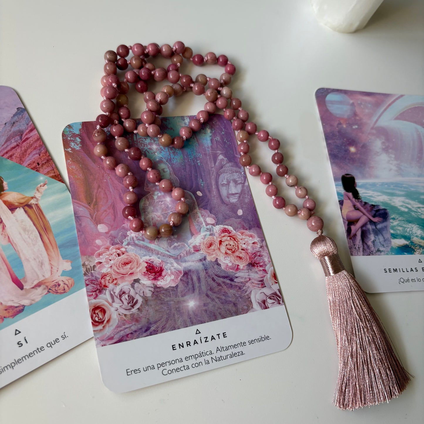 Collar Japa mala de rodocrosita 