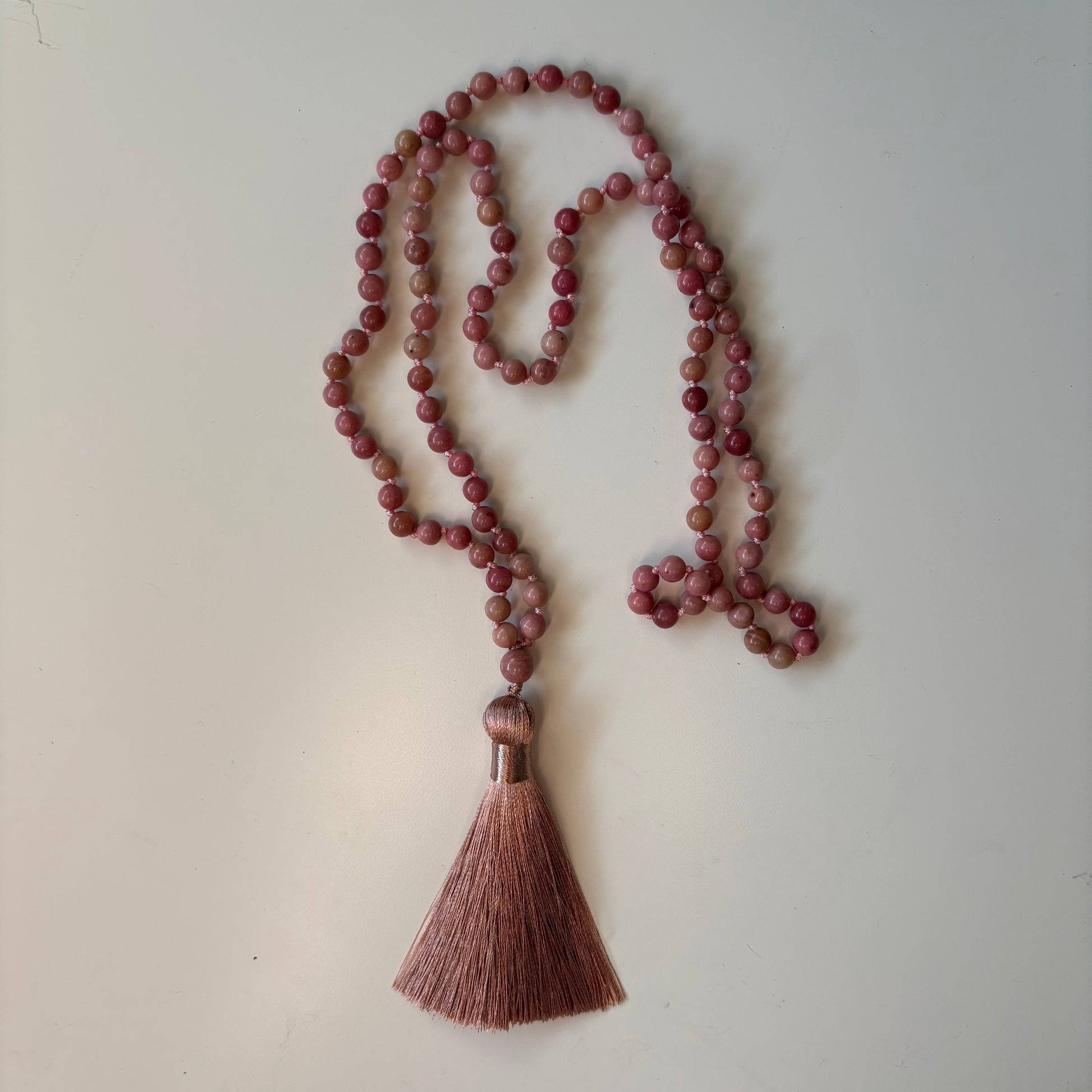 Collar Japa mala de rodocrosita 108 cuentas KANUI