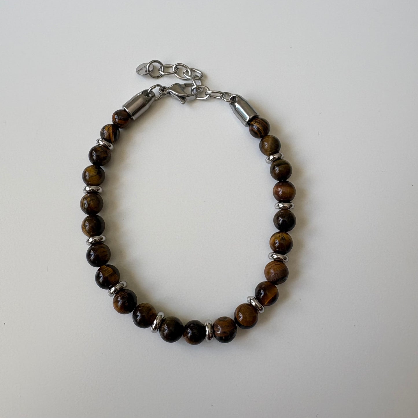 Pulsera ojo de tigre y acero inoxidable