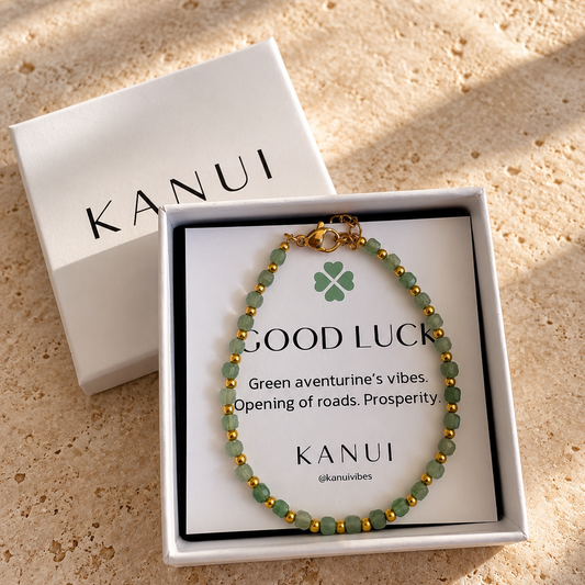 Pulsera de la buena suerte de aventurina verde