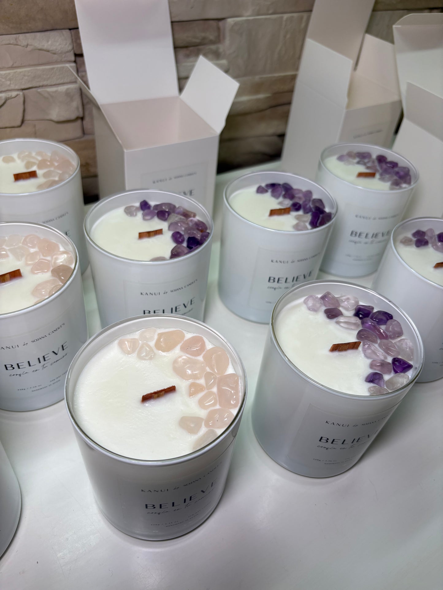 Vela Believe con cristales