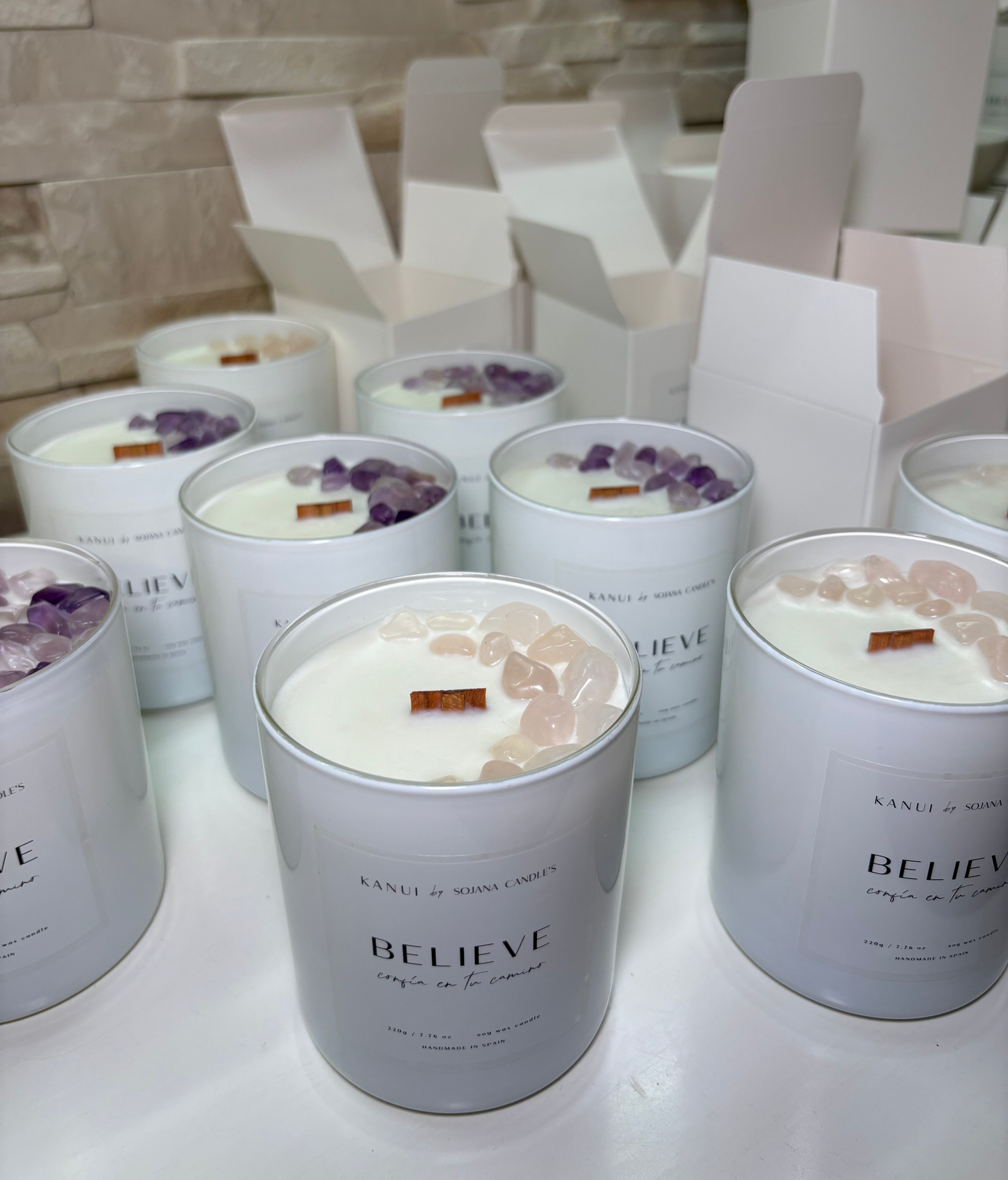 Vela Believe con cristales