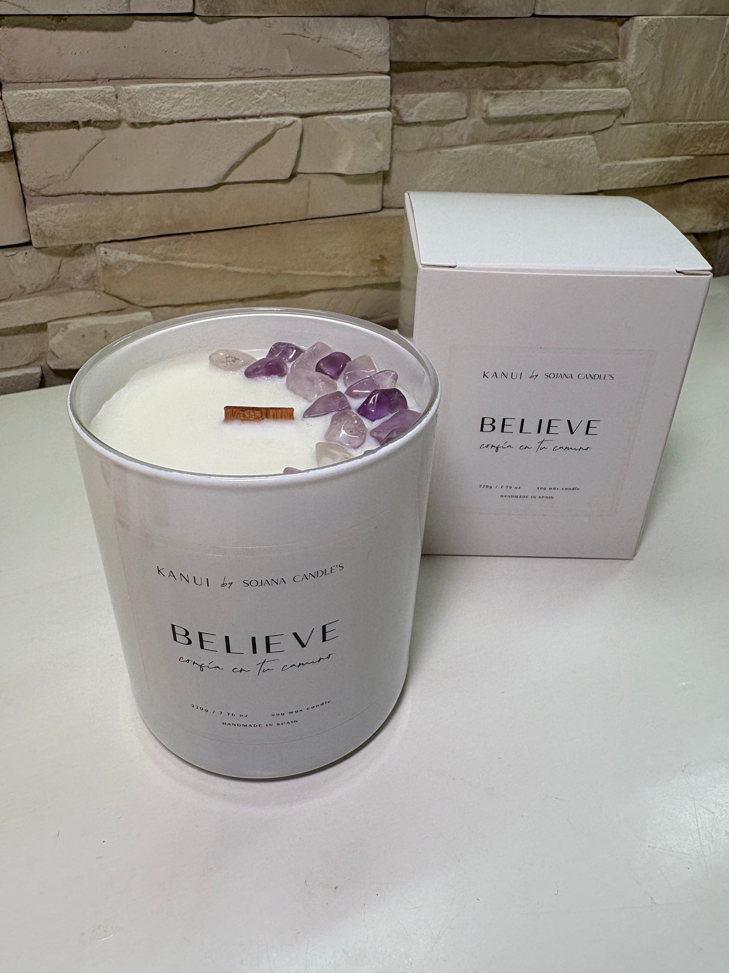 Vela Believe con cristales